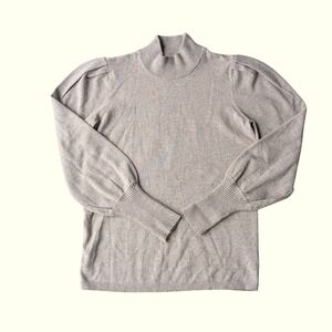 Premise Women's Mock Neck Puff Sleeve Knit Sweater Blouse Top‎ - Size S